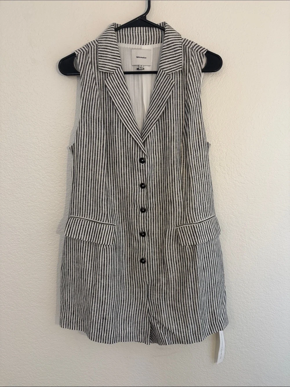 Reformation Leila Linen Romper in Vineyard